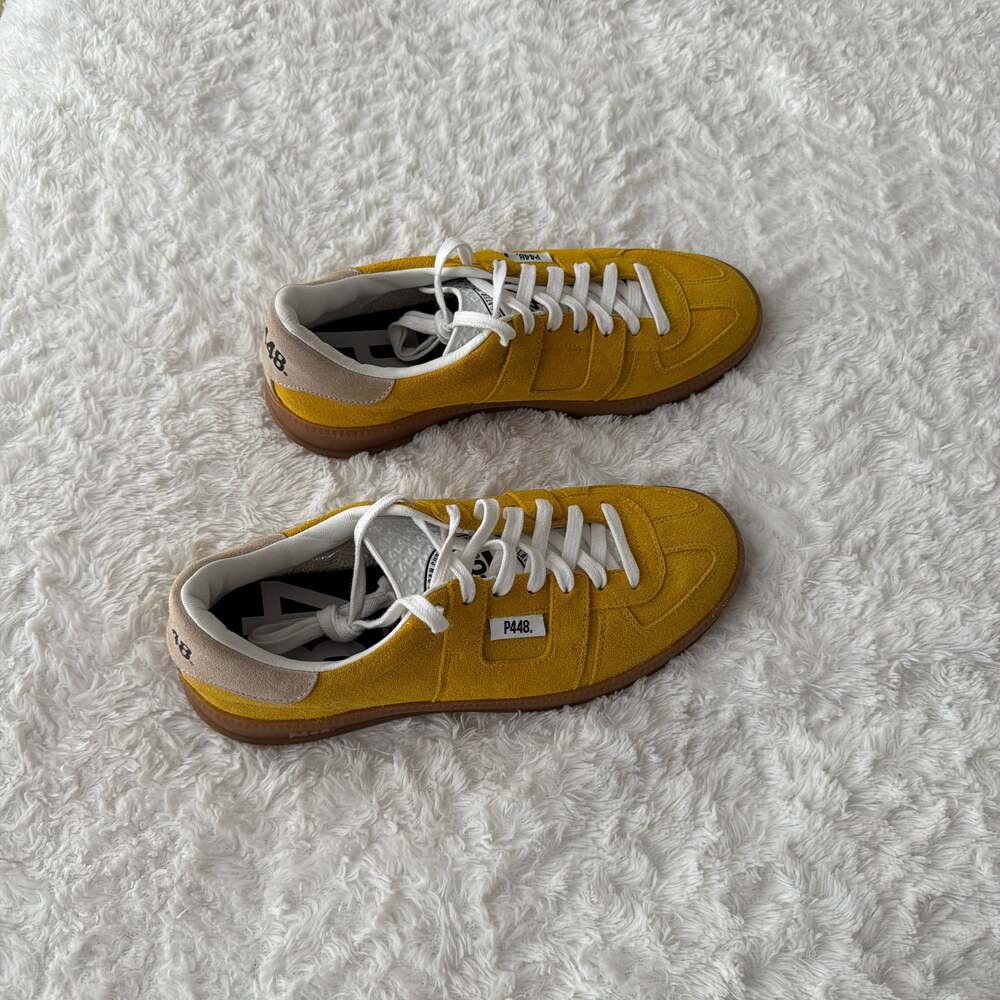 P448 John Canary Yellow Suede Sneakers with Gum Soles